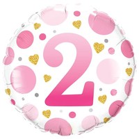 Folieballon Age 2 Pink Dots