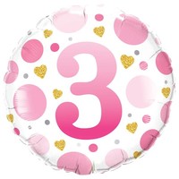 Folieballon Age 3 Pink Dots