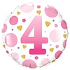 Qualatex Folieballon Age 4 Pink Dots