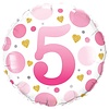 Qualatex Folieballon Age 5 Pink Dots