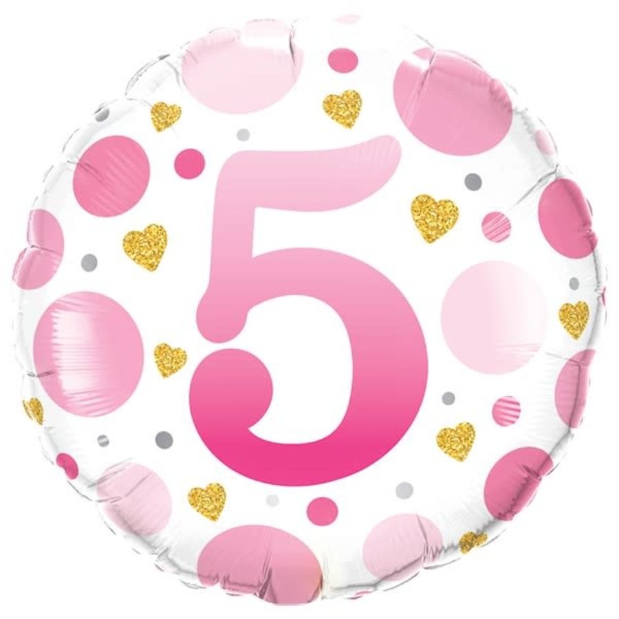 Folieballon Age 5 Pink Dots-1