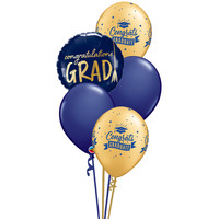 Congrats Grad Blue & Gold tros van 5 ballonnen