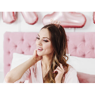 PartyDeco Haarband "Bride" - Rosé goud