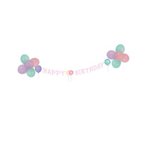 Feestpakket Happy Birthday Pastel  - Slinger & Ballonnen
