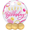 Qualatex Bubble Happy Birthday Pink & Gold Dots