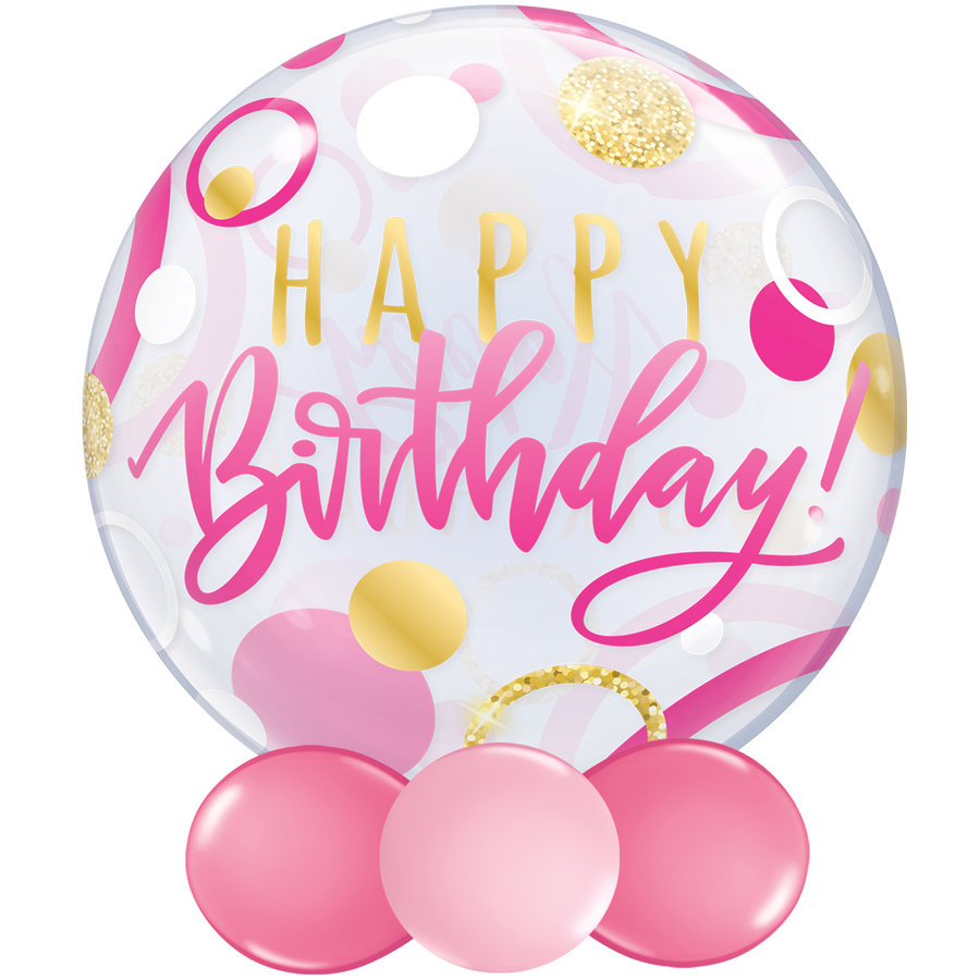 Bubble Happy Birthday Pink & Gold Dots-2