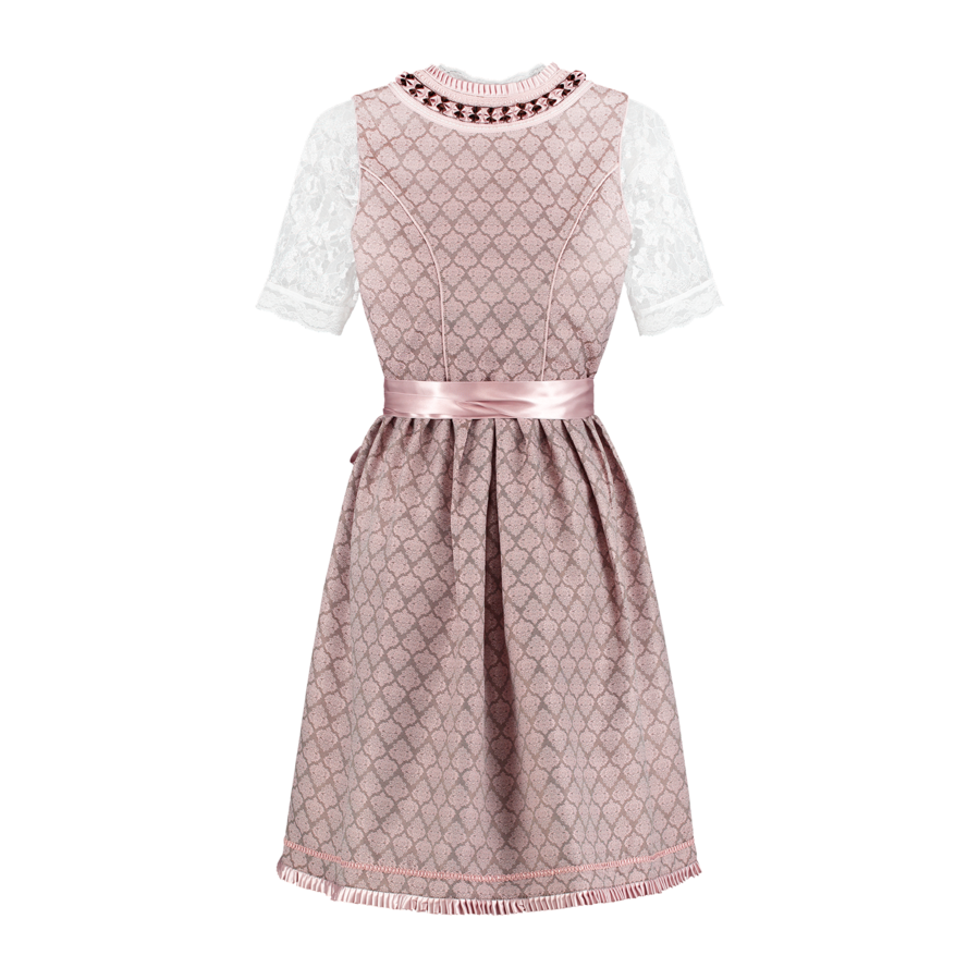 Dirndl 2 dlg - Oudroze/Taupe, Kanten Schort (excl blouse)-3