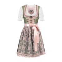 thumb-Dirndl 2 dlg - Groen/Roze, Kanten Schort (excl blouse)-1