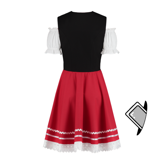 Tirolerdirndl 2 delig - Zwart/Rood - 100% Katoen
