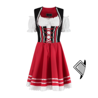 thumb-Tirolerdirndl 2 delig - Zwart/Rood - 100% Katoen-2