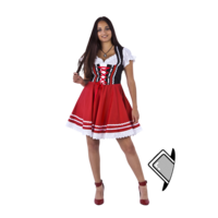 thumb-Tirolerdirndl 2 delig - Zwart/Rood - 100% Katoen-3