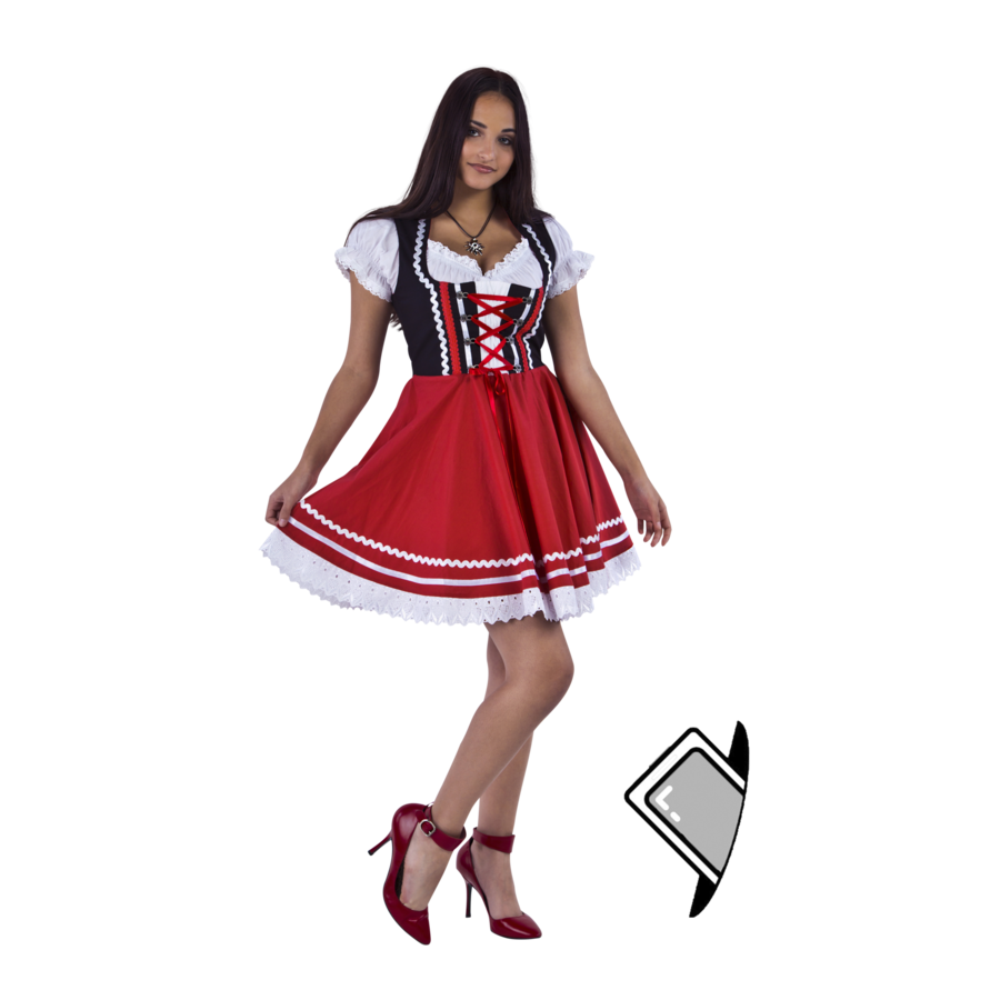 Tirolerdirndl 2 delig - Zwart/Rood - 100% Katoen-5