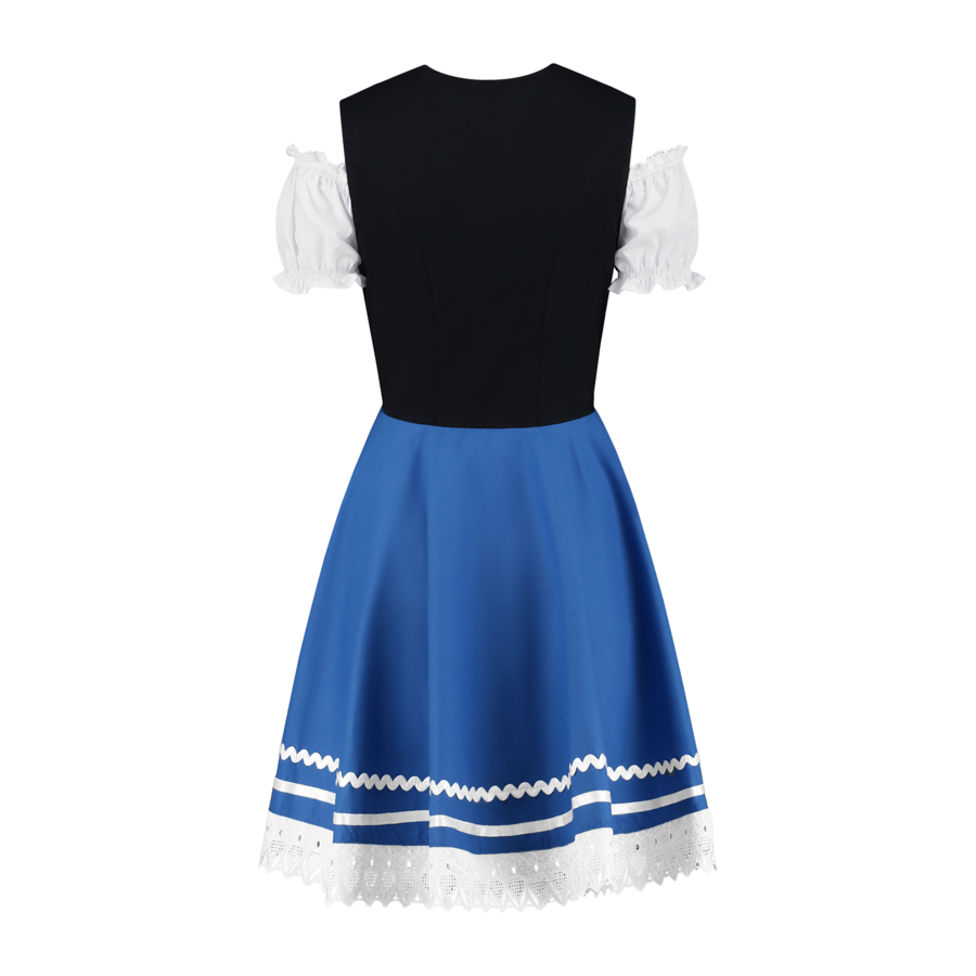 Tiroler dirndl 2 delig - Zwart/Blauw - 100% Katoen-3