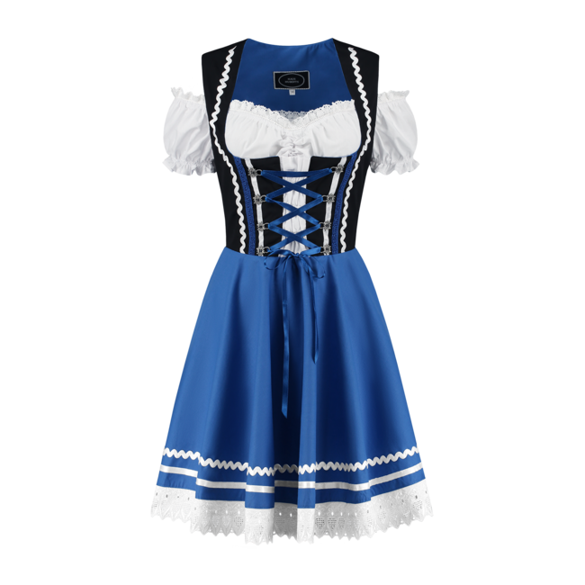 Tiroler dirndl 2 delig - Zwart/Blauw - 100% Katoen