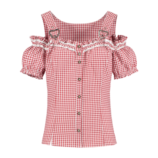 Haus Huberts Damesblouse Rood/Wit - Geruit