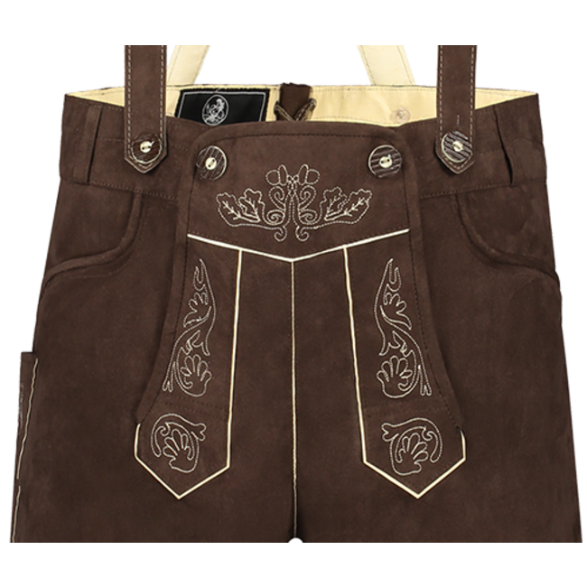 Tiroler Broek Heren imitatie suede donkerbruin - Kort