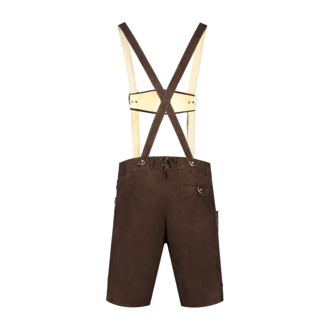 Tiroler Broek Heren imitatie suede donkerbruin - Kort