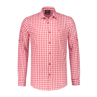 Haus Huberts Traditioneel Overhemd Rood/Wit Geruit Premium Cotton Blend