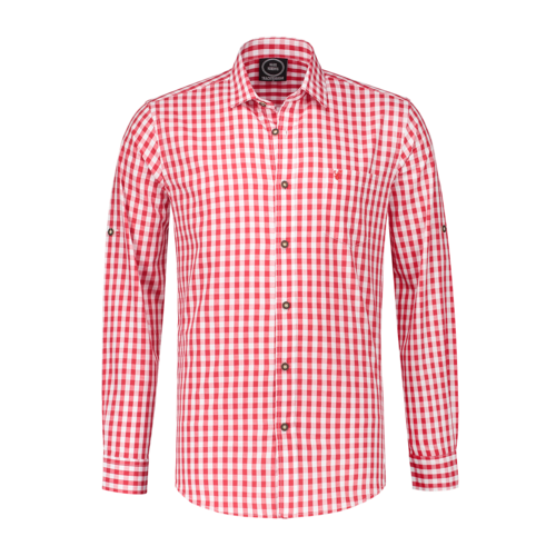 Traditioneel Overhemd Rood/Wit Geruit Premium Cotton Blend 