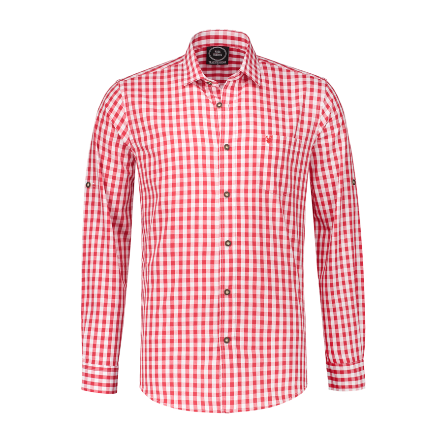 Traditioneel Overhemd Rood/Wit Geruit Premium Cotton Blend-1