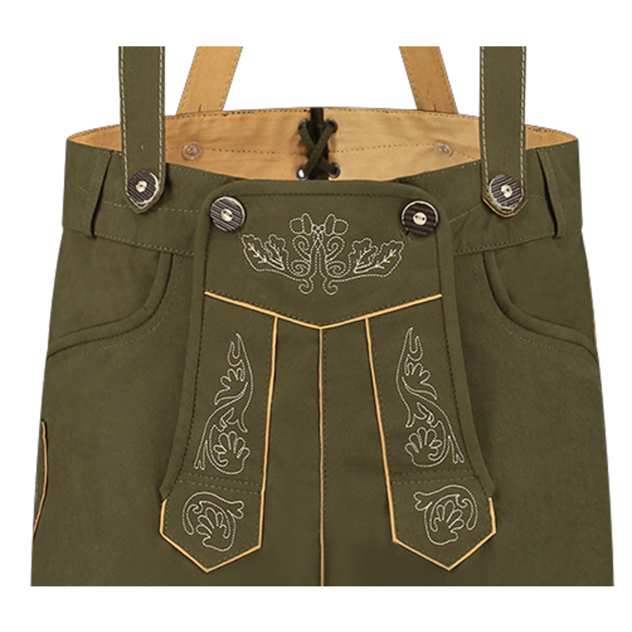 Tiroler Broek Heren imitatie suede groen - Kort-5