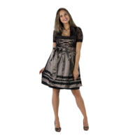 thumb-Dirndl Zwart/Taupe - Satijnen Schort, 3 dlg. - Dirndlblouse Zwart-5