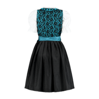 thumb-Dirndl Zwart/Blauw - Satijnen Schort, 3 dlg. - Dirndlblouse Wit-3