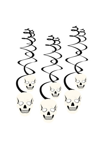 Decoratie swirls skulls - 6 st. - 60 cm 