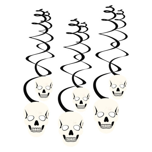 Decoratie swirls skulls - 6 st. - 60 cm 