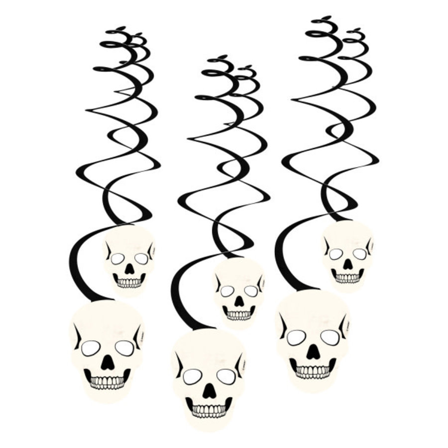 Decoratie swirls skulls - 6 st. - 60 cm-1