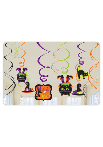 Decoratie Swirls Halloween Heksen - 12 st. - 61 cm 