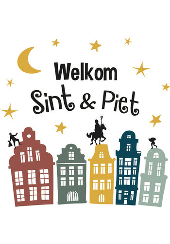 Raamstickers 'Welkom Sint & Piet' 