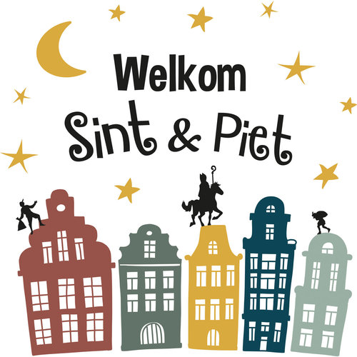 Raamstickers 'Welkom Sint & Piet' 