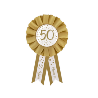Paperdreams Rozet Wit / Goud - 50 Jaar