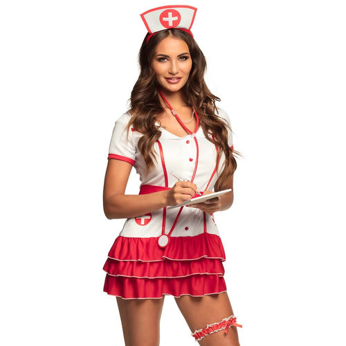 Set Verpleegster (tiara, stethoscoop en kouseband met spuitje/pen) 