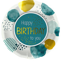 Folieballon Birthday Teal Goud