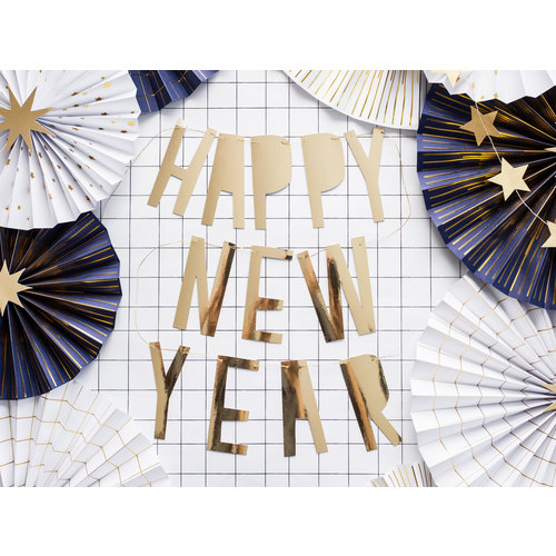 Banner Happy New Year Goud - 10 x 90 cm 