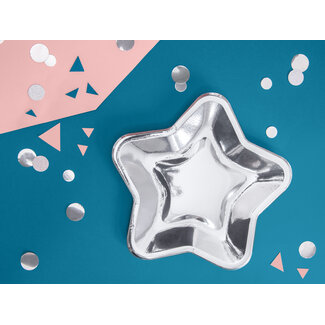 PartyDeco Bordjes Ster Zilver - 23cm
