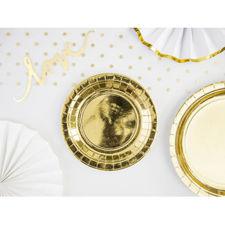 PartyDeco Bordjes Goud Glimmend - 18cm - 6 stuks