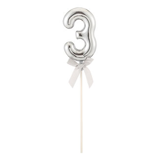 Espa Taart Topper nr. 3 Zilver - 5.5 x 2.5 x 21 cm
