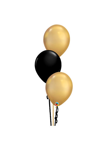 Tafeldecoratie Black & Gold - 3 Heliumballonnen 