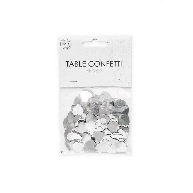 Tafel Confetti Hart Zilver