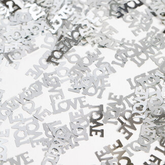 Globos Tafel Confetti Love Zilver - 14 gram