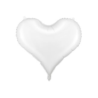 PartyDeco Folieballon Heart White - 75x64,5cm