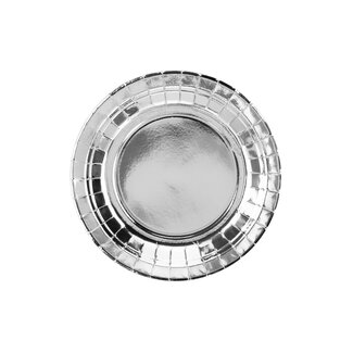 PartyDeco Bordjes Zilver Glimmend - 18cm - 6 stuks