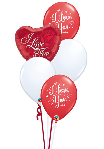 I Love You Roses - tros van 5 ballonnen 