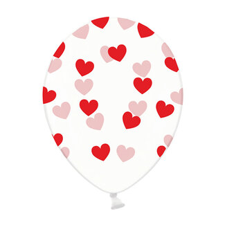 BelBal Helium Ballon Transparant met Rode Hartjes (28cm)