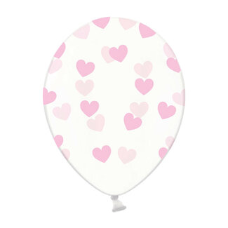 Strong Balloons Heliumballon Transparant met Roze Hartjes (28cm)