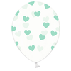 BelBal Heliumballon Transparant met Mint Hartjes (28cm)