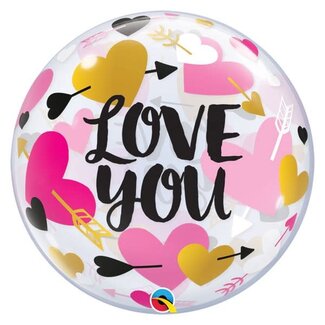 Qualatex Bubble Love You Hearts & Arrows - 55cm